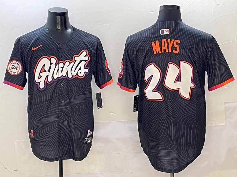 Men San Francisco Giants #24 Mays Black Second generation Joint Name Nike 2025 MLB Jersey style 6